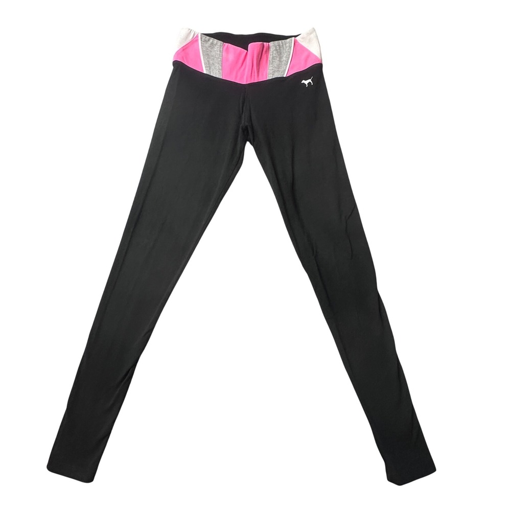 PINK Victoria's Secret Leggings Womens XS Black‎ Yoga Colorblock Graphic Stretch